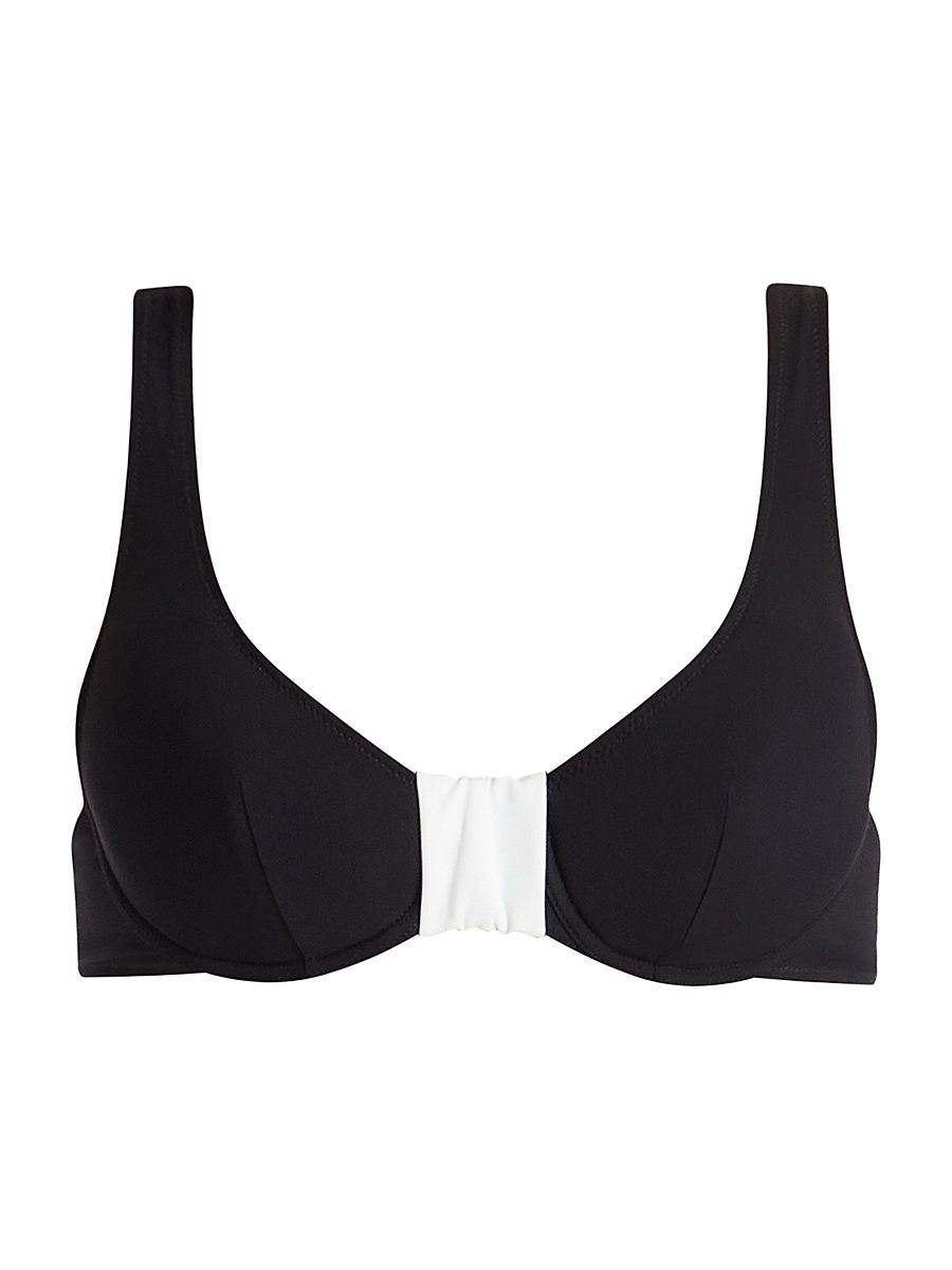 Women's Antibes Two-Tone Balconette Bikini Top - Black - Size Large