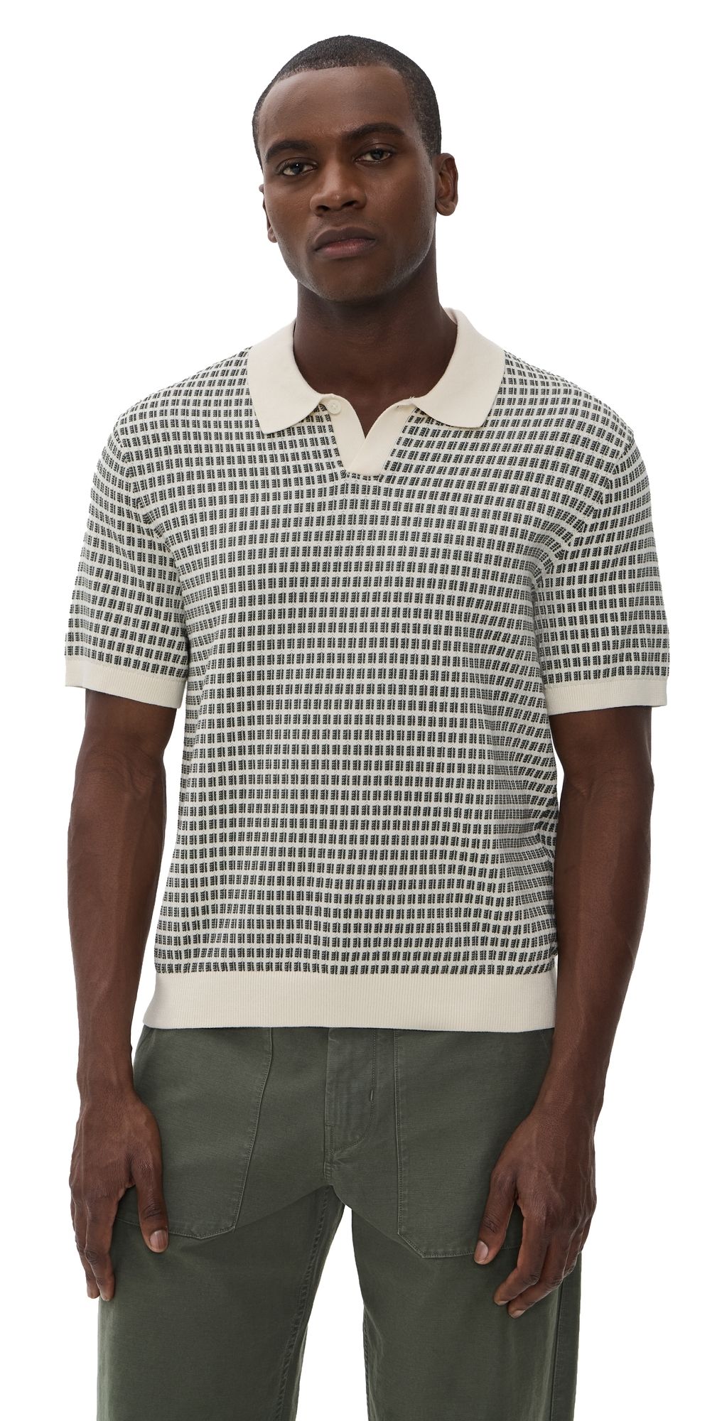 Madewell Sum Stitch Single Button Polo Shirt Vintage Ivory XL