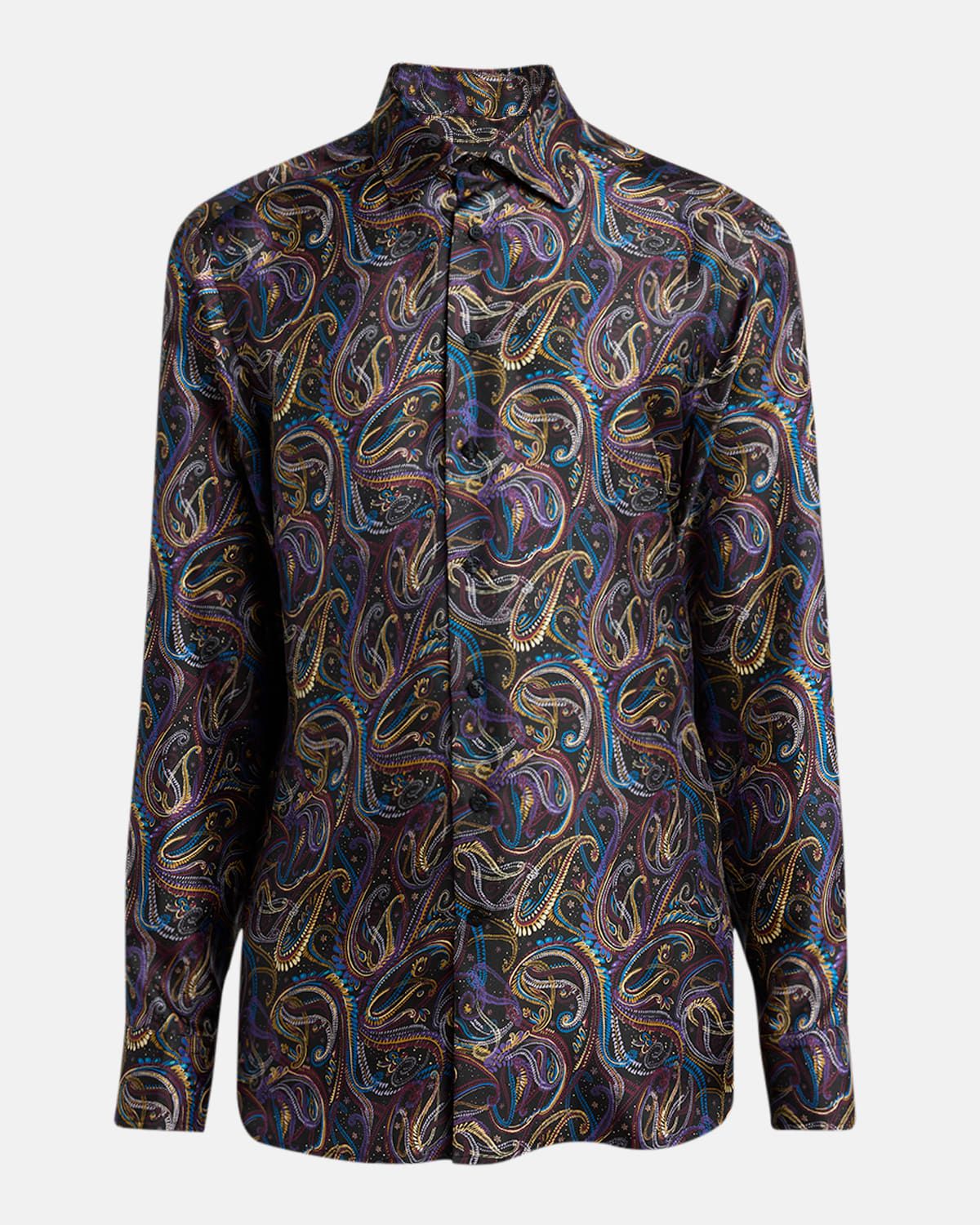 Men & apos;s Multicolor Paisley Silk Sport Shirt