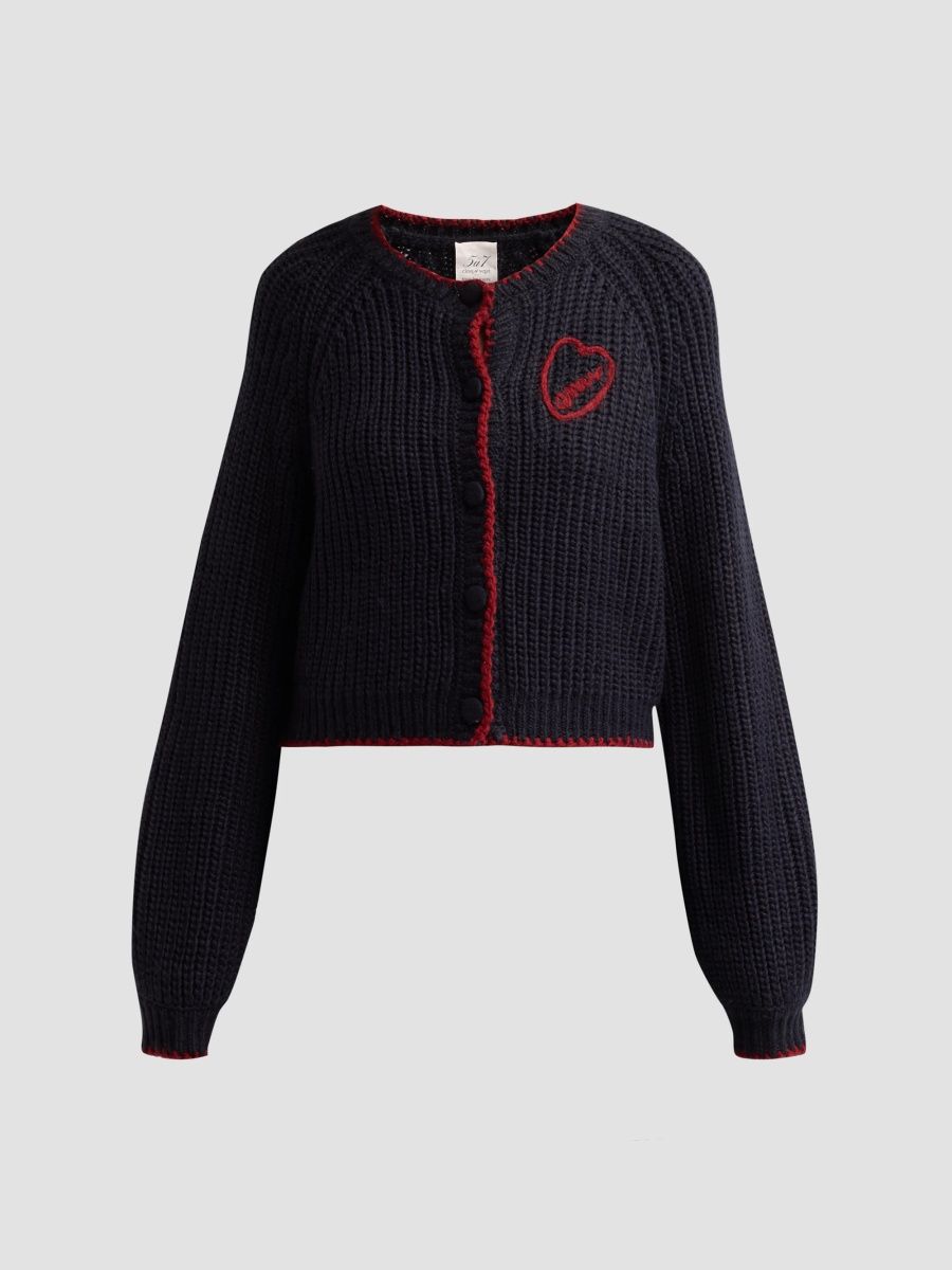 Women's Millie Amour Cardigan - Navy Burgundy - Size XL