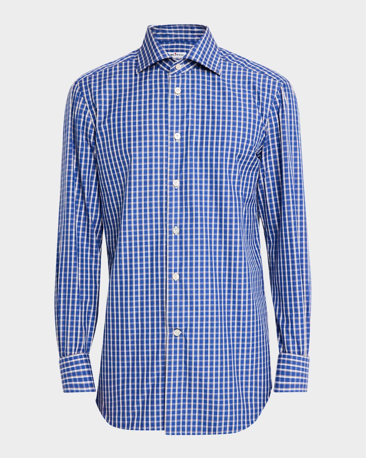 Men & apos;s Windowpane Plaid Cotton Sport Shirt