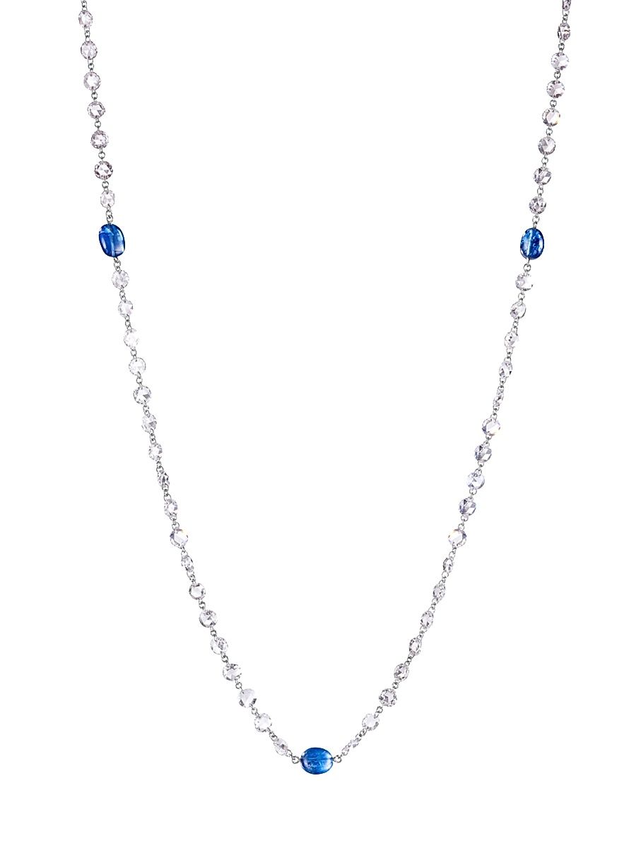 Women's Ethereal Platinum, Blue Sapphire & 11.04 TCW Diamond Necklace - Platinum