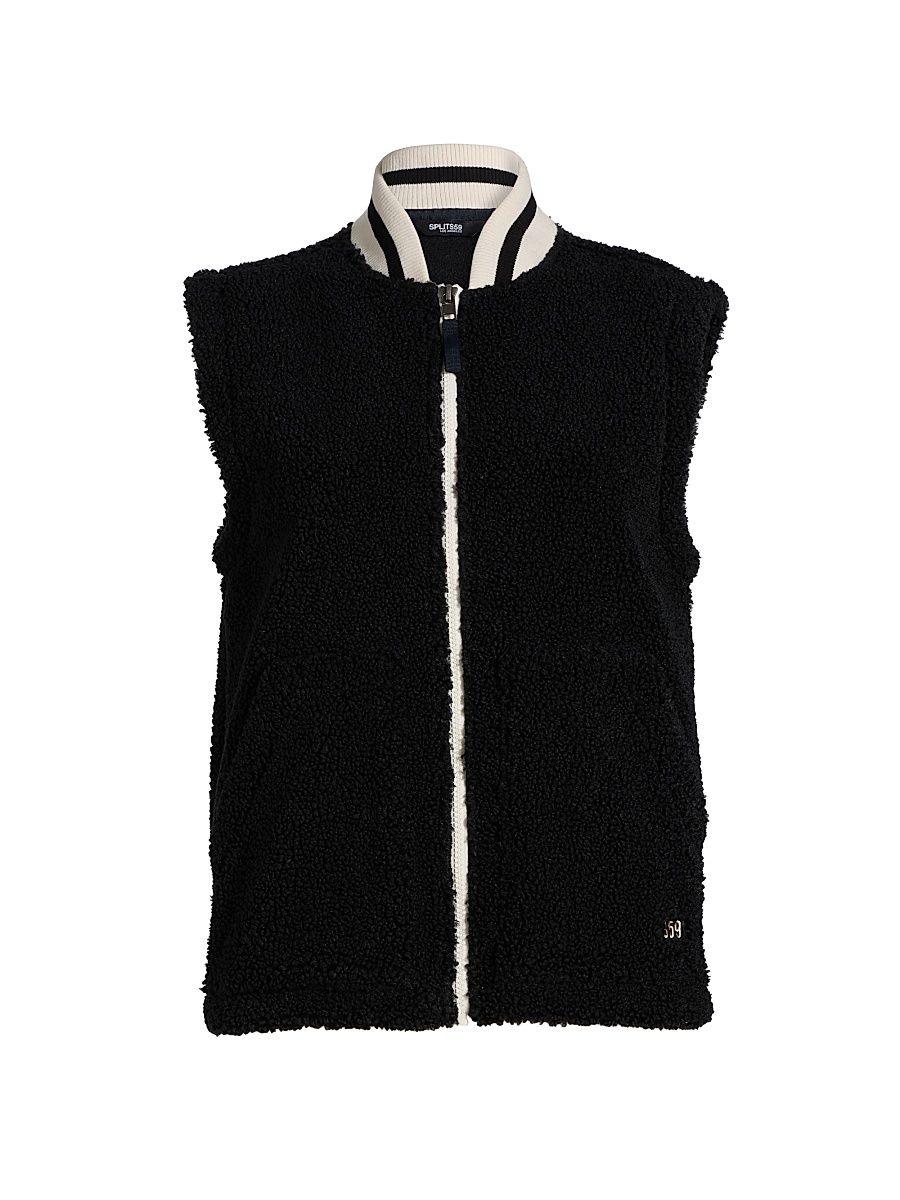 Women's Sherpa Zip-Front Vest - Black - Size Medium