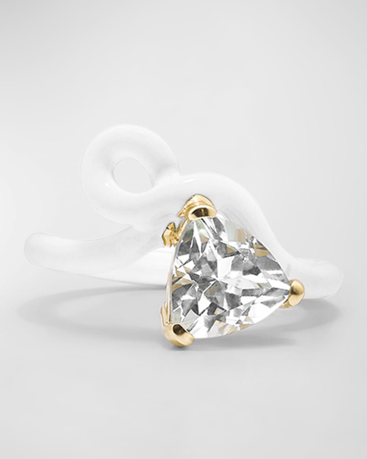 Vine Statement Ring in 9K Yellow Gold and Enamelware with Rock Crystal