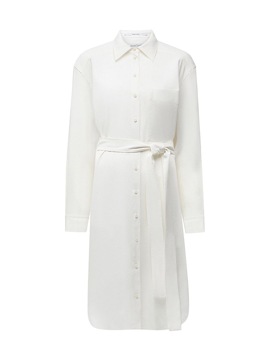 Women's Pleat Back Shirt Dress - Off White - Size XL