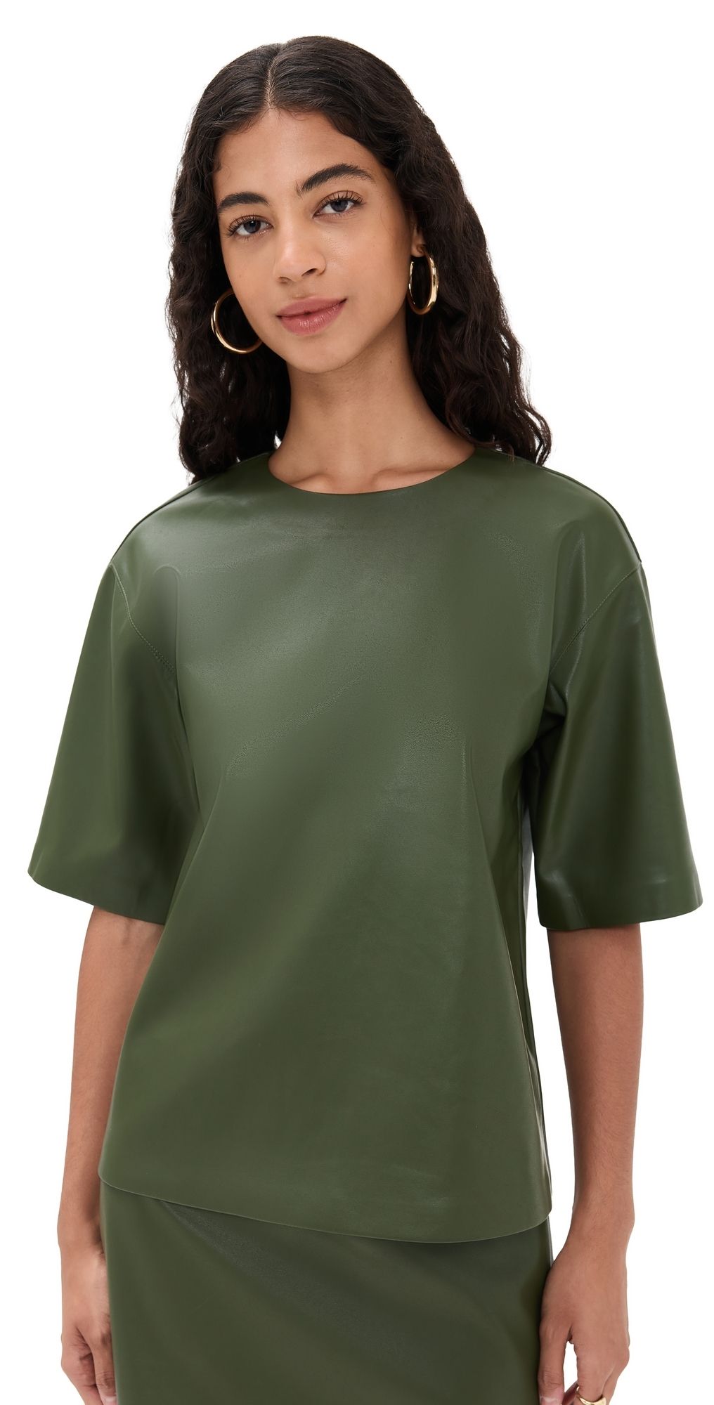 LE BOP Caroline Faux Leather Tee Sand L