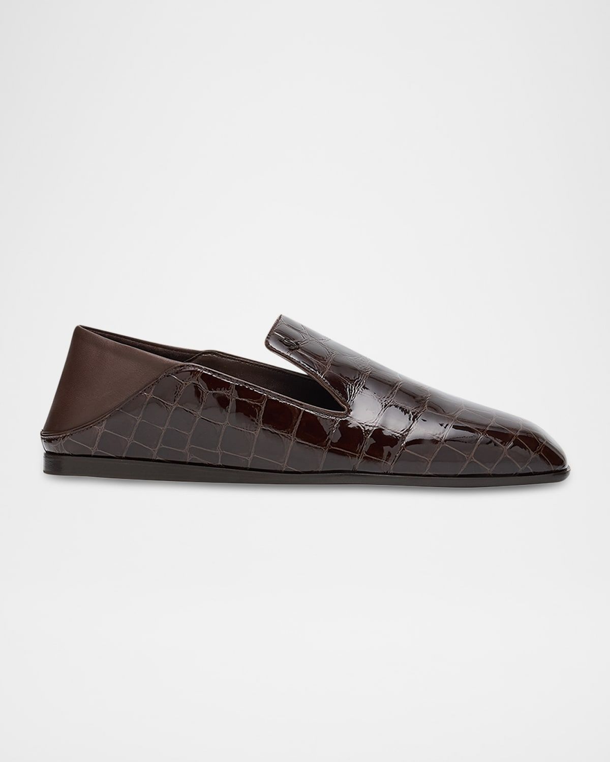 Elliot Croc-Embossed Leather Slippers