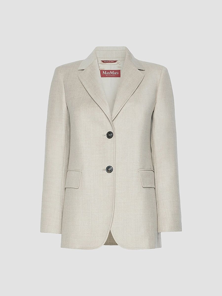 Women's Single Breasted Wool Flannel Blazer - White - Size 10