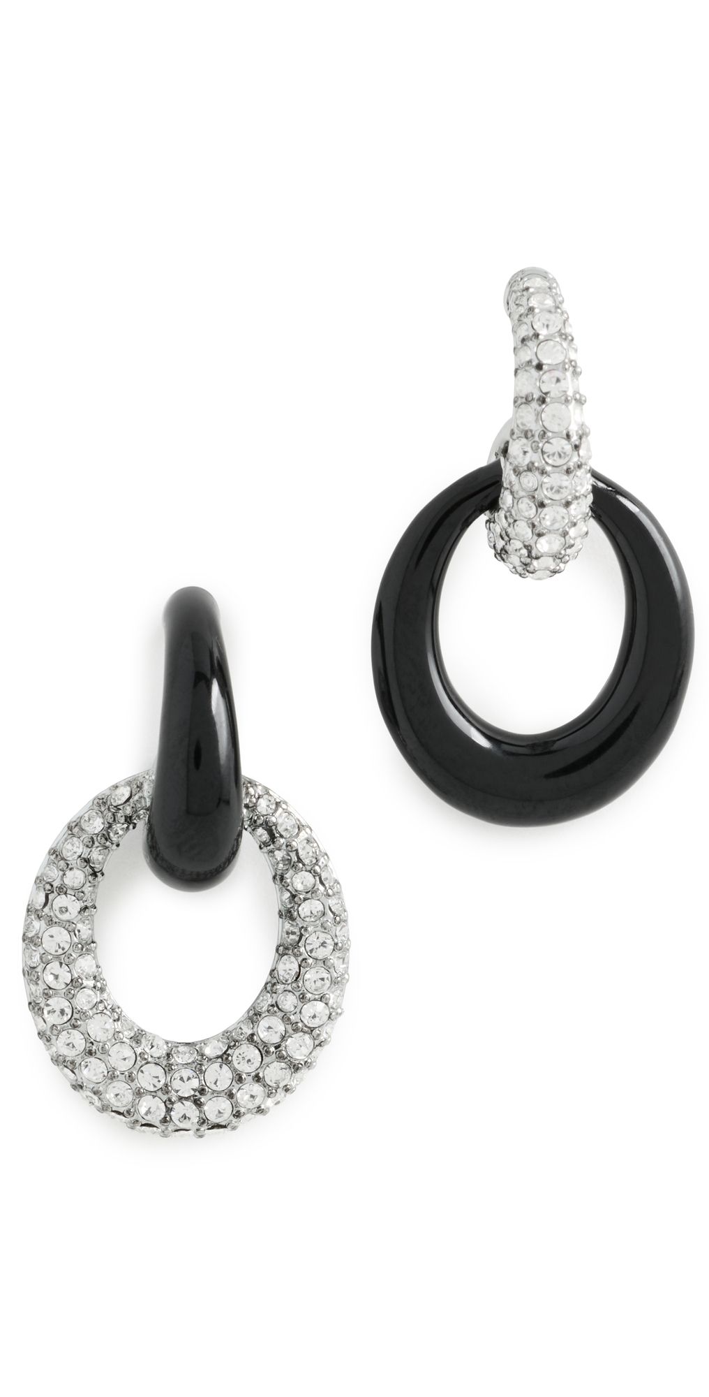 Tory Burch Pierced Pave Doorknocker Earrings Light Silver One Size