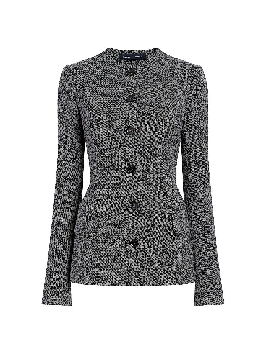 Women's Annemarie Melangé Wool Jacket - Dark Grey Melange - Size 12