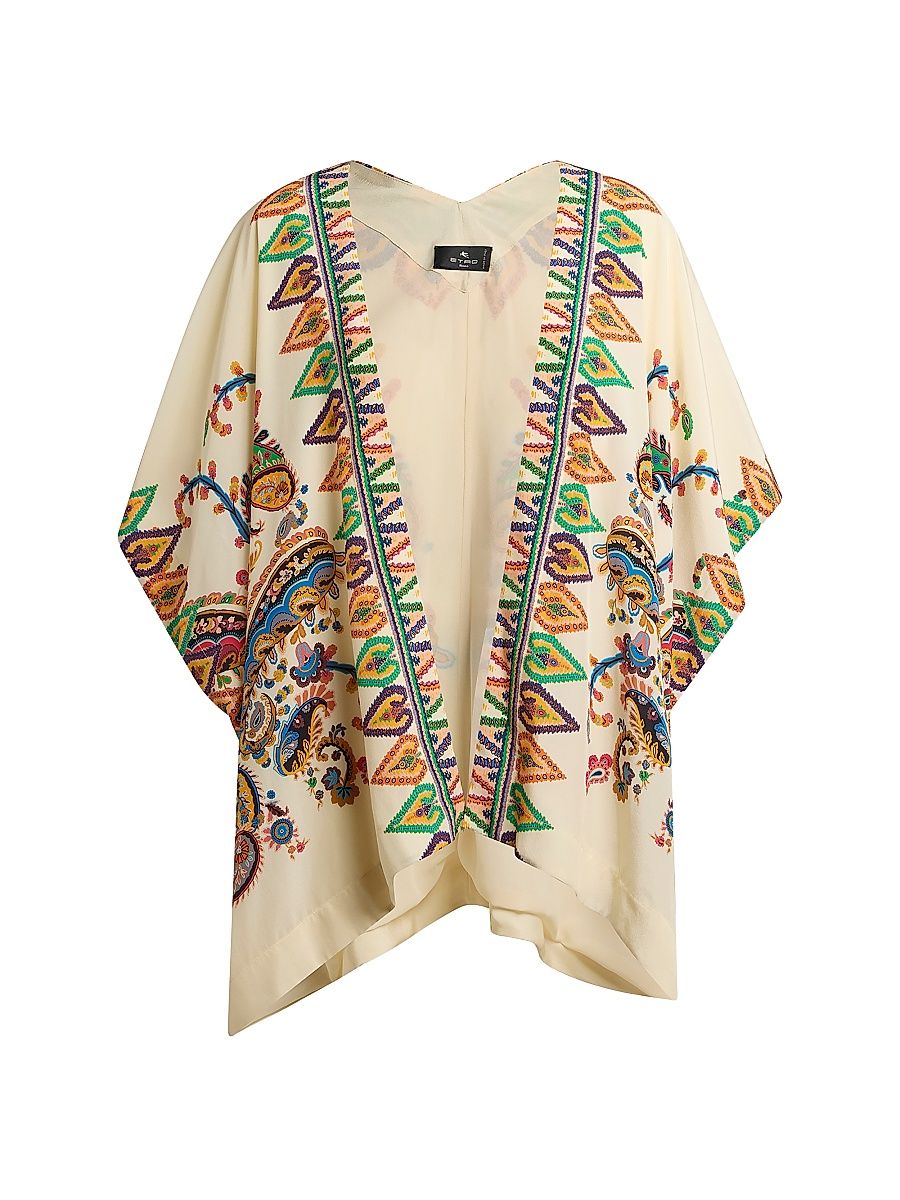 Women's Paisley Kimono-Inspired Cover-Up - Bianco