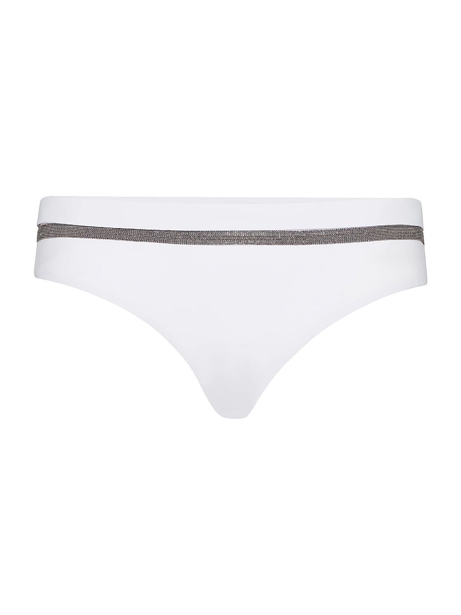 Women's Techno Jersey Bikini Bottoms with Monili - White - Size 10
