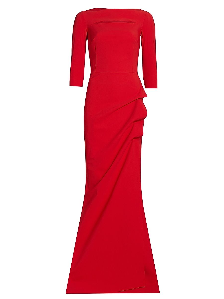 Women's Kate Slit-Detail Boatneck Gown - Passion - Size 16