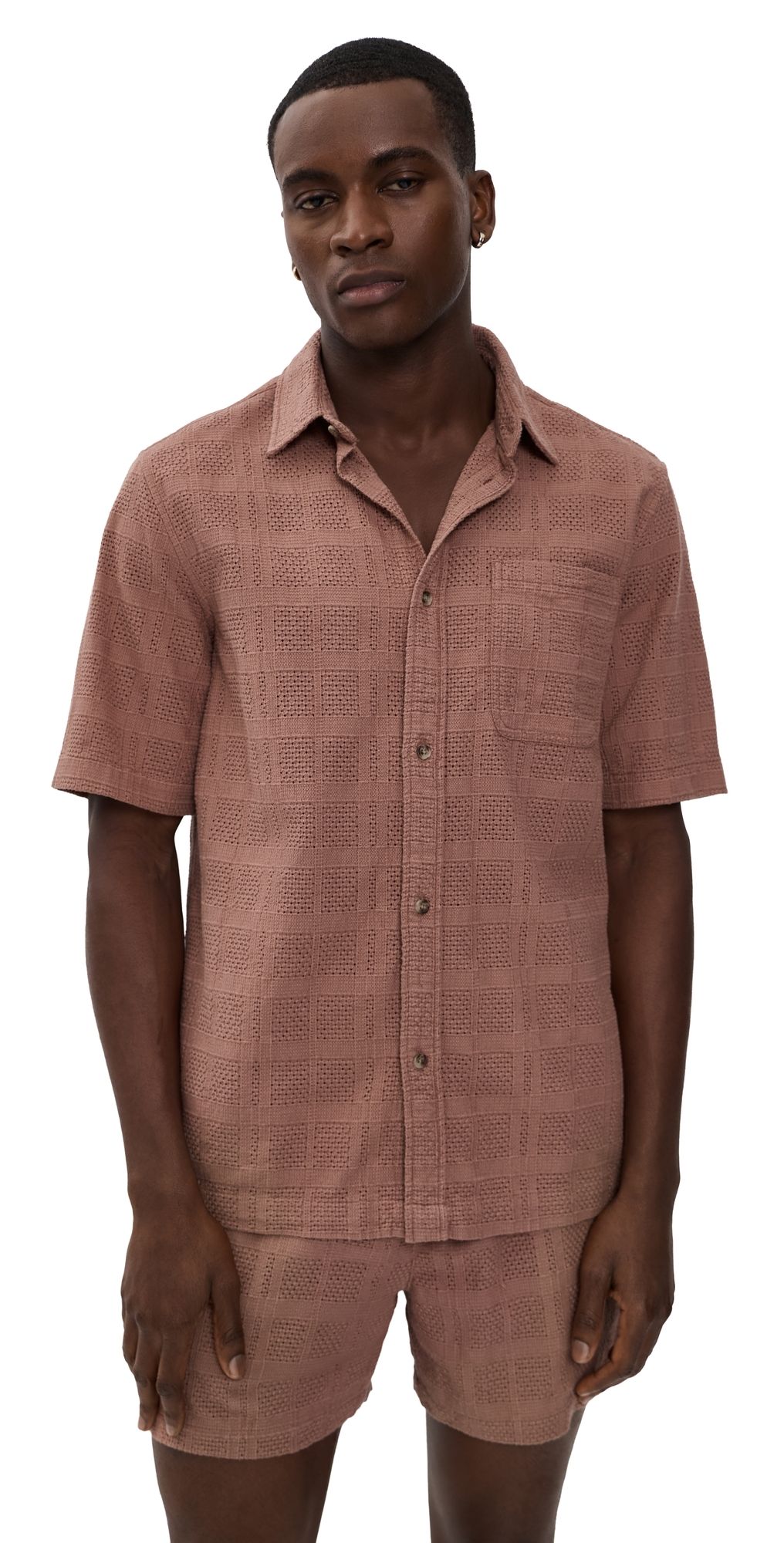 Les Deux Charlie Short Sleeve Shirt Cognac Red S