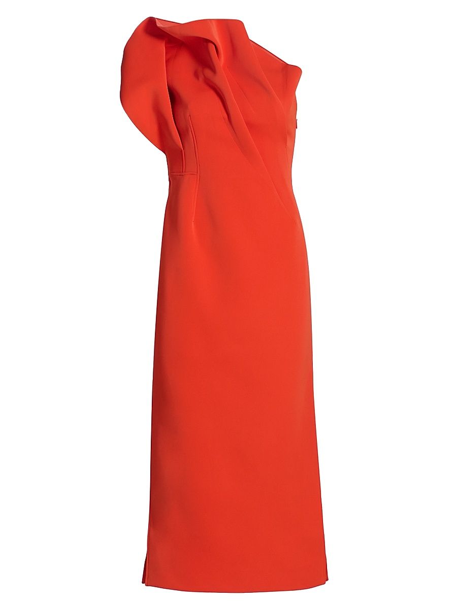 Women's Hawkley Pleated One-Shoulder Midi-Dress - Rosso - Size 10