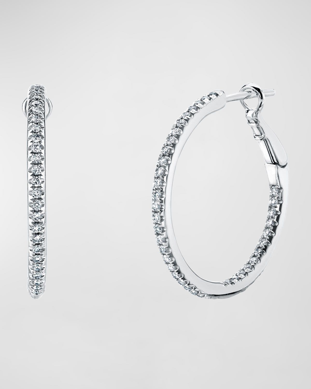 x Christina Adamo 18K Gold Round Diamond Hoop Earrings, 1.1tcw/1"L