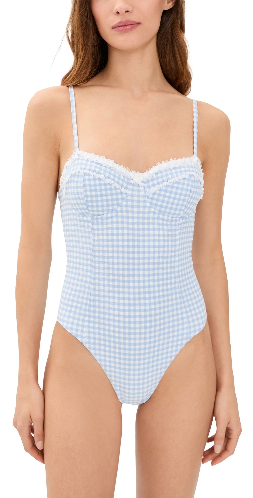LoveShackFancy Olivienne One-Piece Swimsuit SEASIDE MORNING XXL