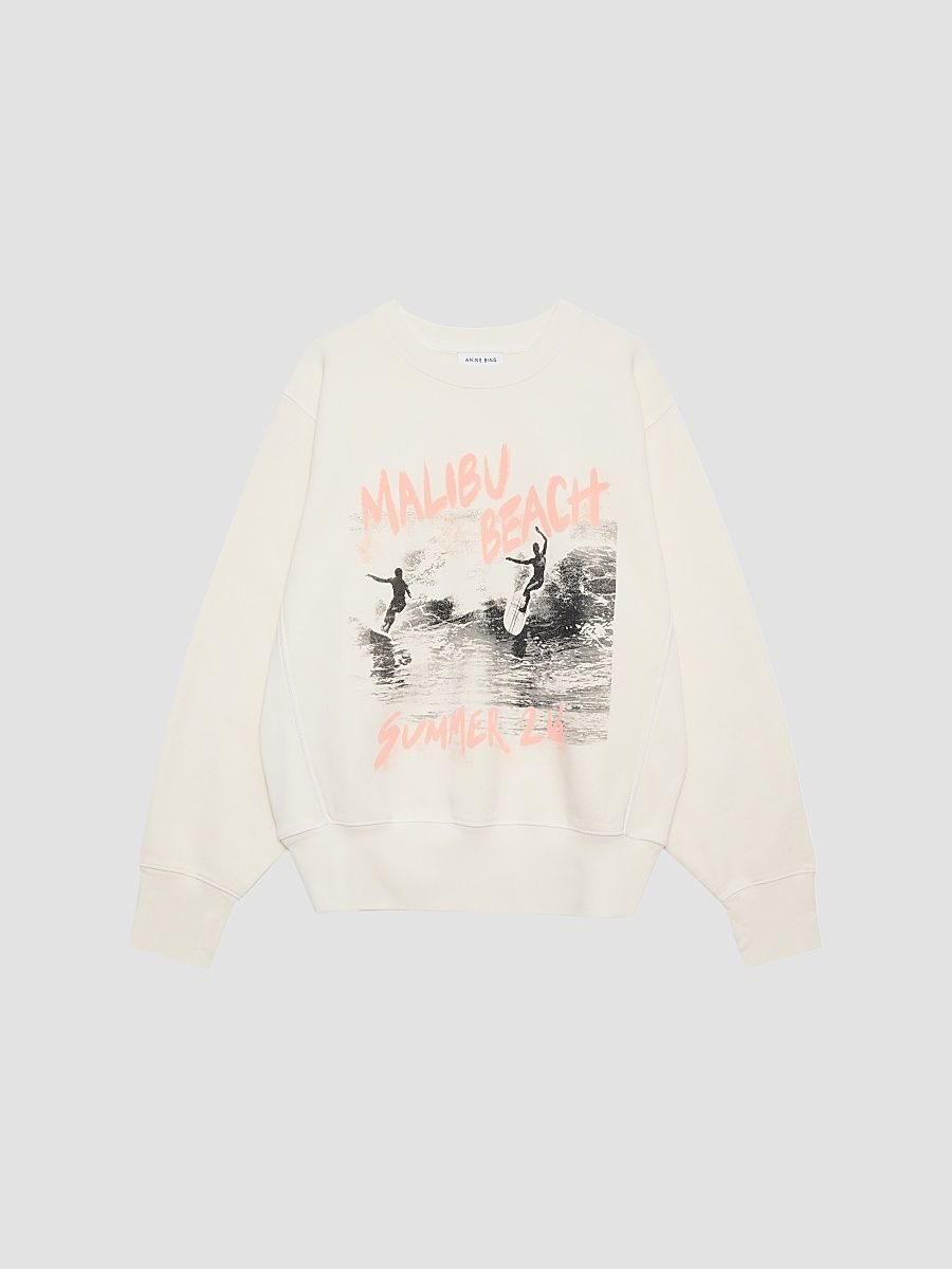 Women's Harry Shrunken Graphic Cotton Sweatshirt - Ecru - Size XL