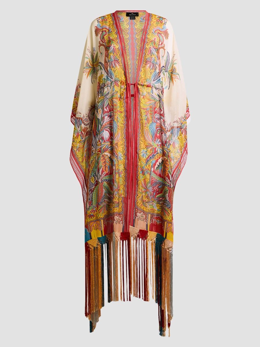 Etro Women's Multicolor Fringe-Trim Caftan Cover-Up - Multi