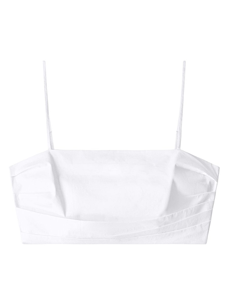 Women's Lorenzo Pleated Stretch-Cotton Crop Top - White - Size XL