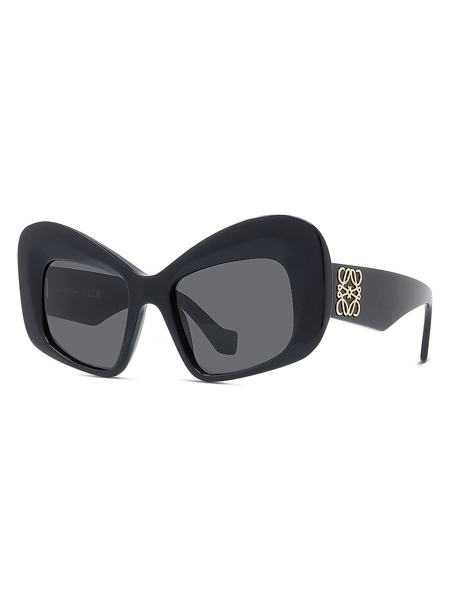 Men's Anagram 51MM Butterfly Sunglasses - Shiny Black Smoke