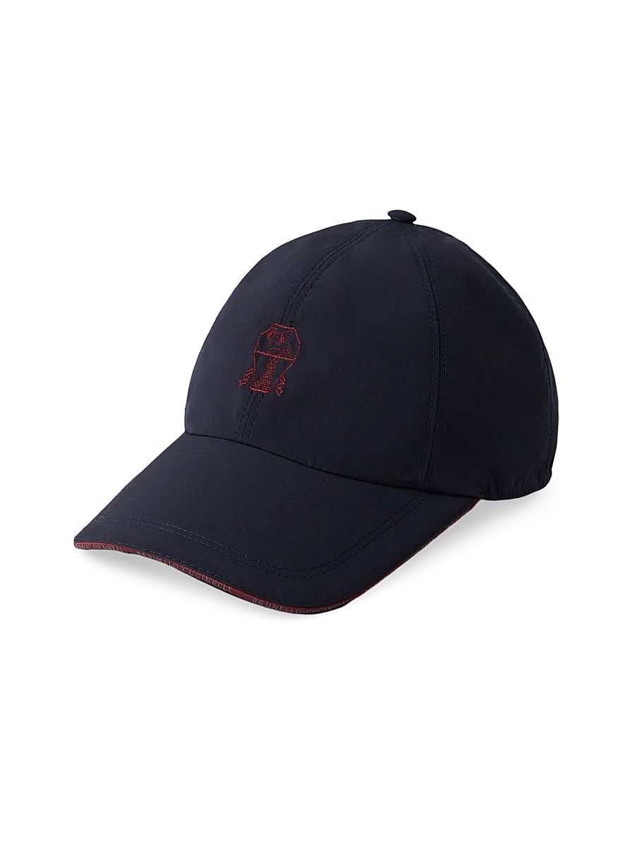 Men's Water Resistant Microfiber Baseball Cap and Embroidered Logo - Blue - Size Small