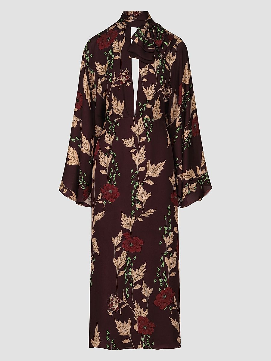 Women's Parajes Lejanos Silk Maxi Dress - Wine Sand - Size 8