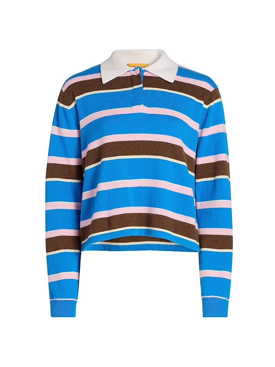 Women's Cashmere Striped Rugby Sweater - Twilight Combo - Size Large
