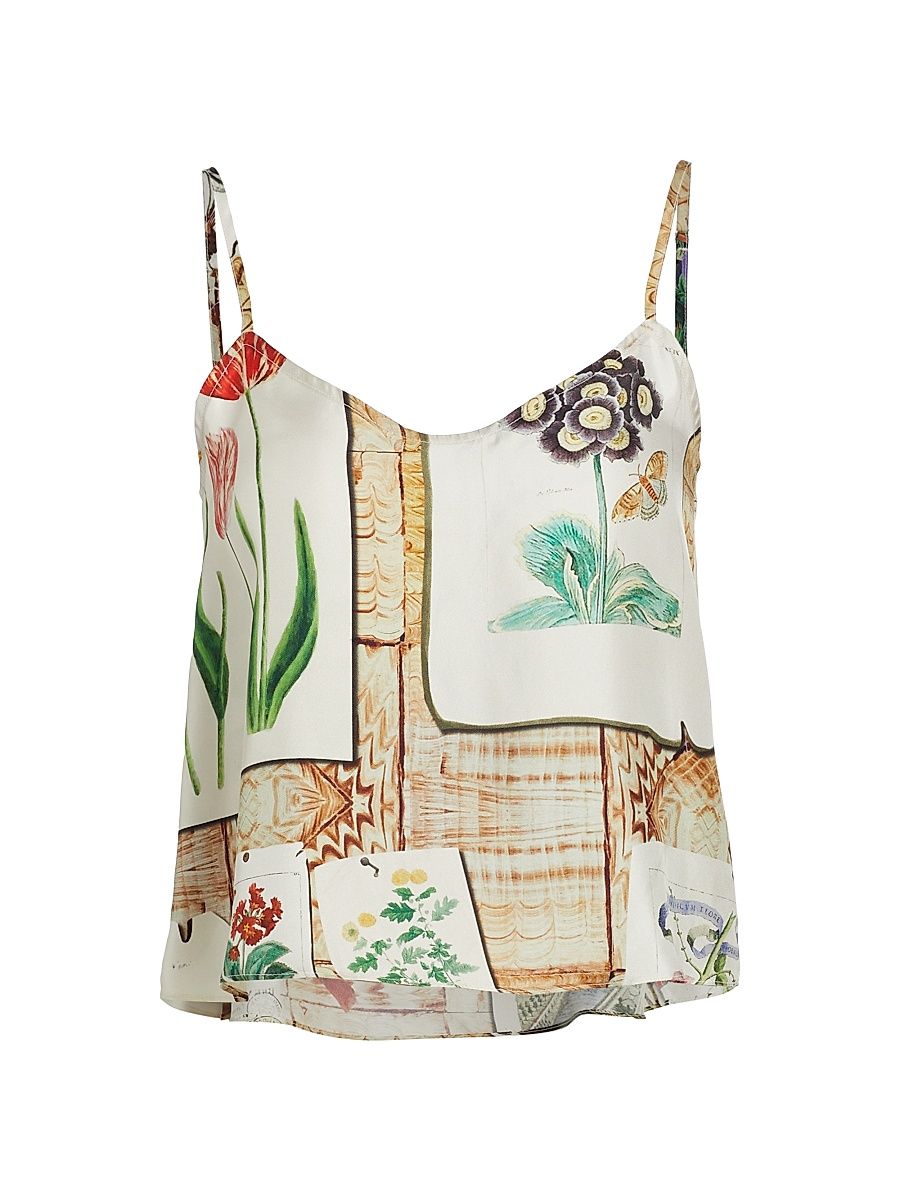 Women's Colefax Silk Camisole - Tan Multi - Size Small