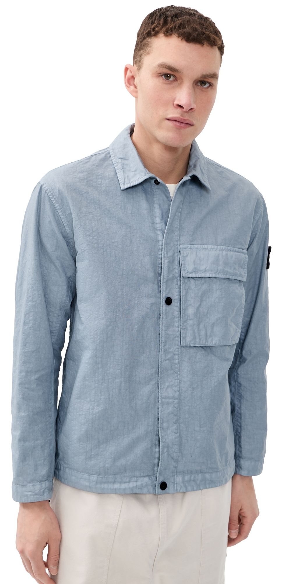 Stone Island Nylon Garment Dyed Overshirt Dark Blue L