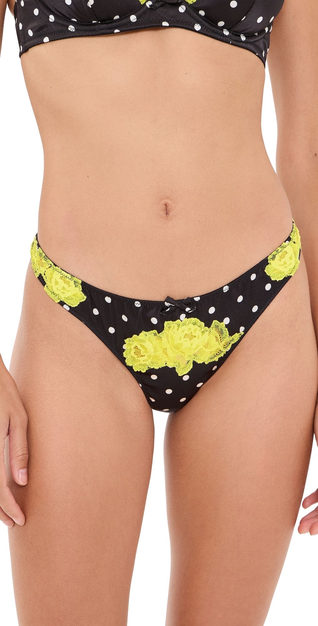 Fleur du Mal Juliet Lace Thong Small Black Dot 5