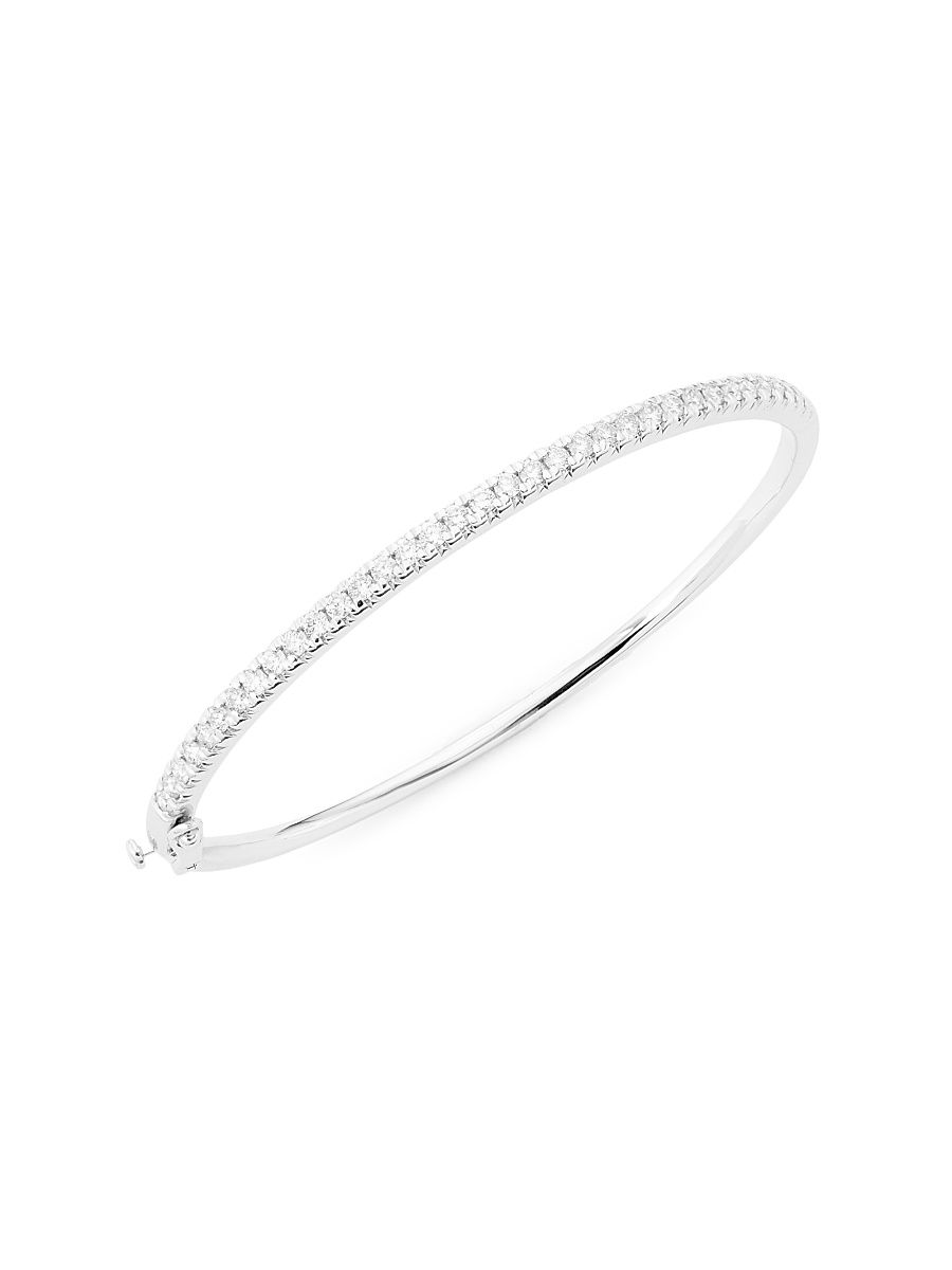 Women's 14K White Gold & 1.50 TCW Diamond Bangle - White Gold - Size 7