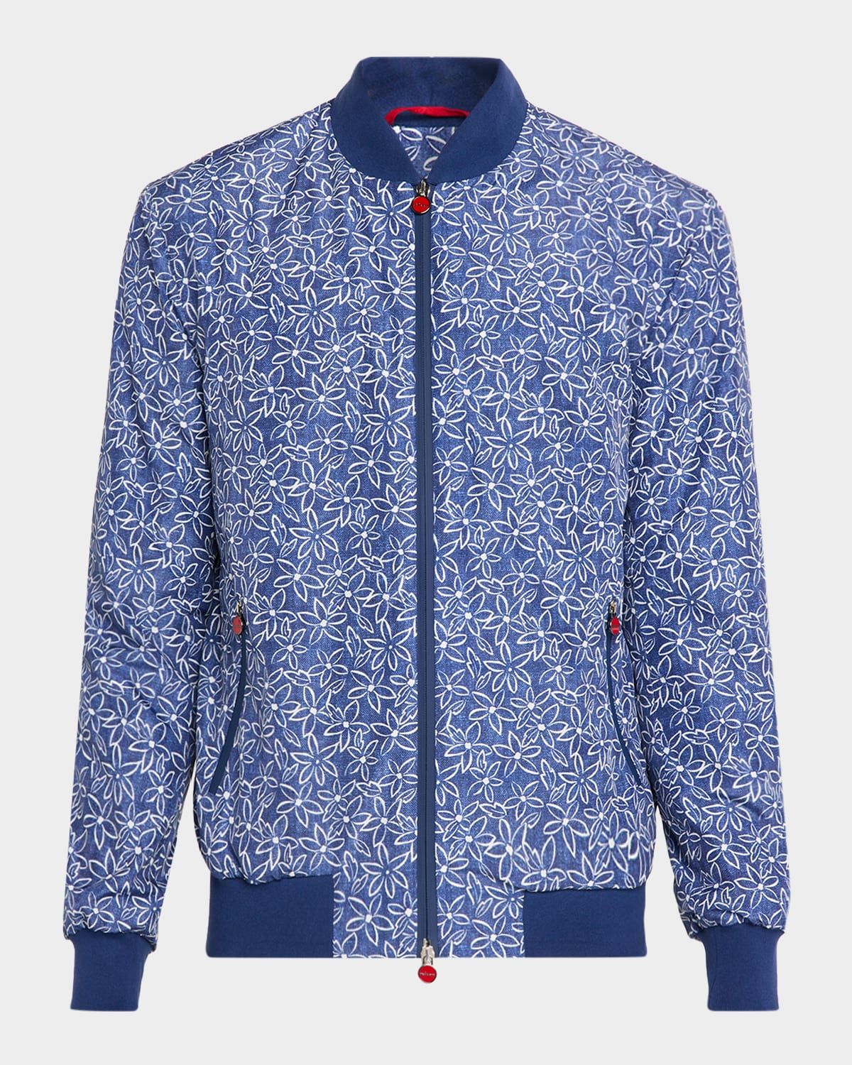 Men & apos;s Floral Print Ribbed-Trim Blouson