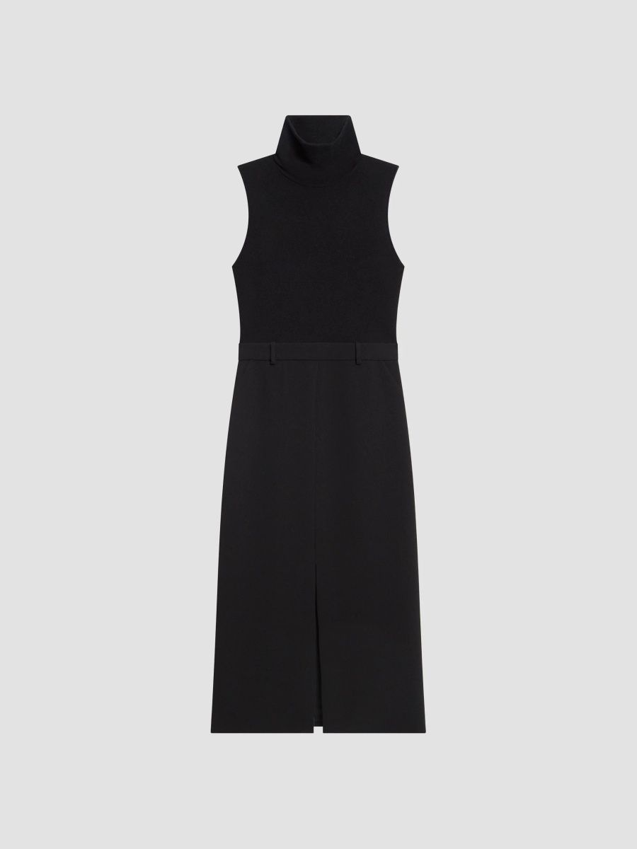 Theory Women's Funnel Neck Sleeveless Midi Dress - Black - Size 16