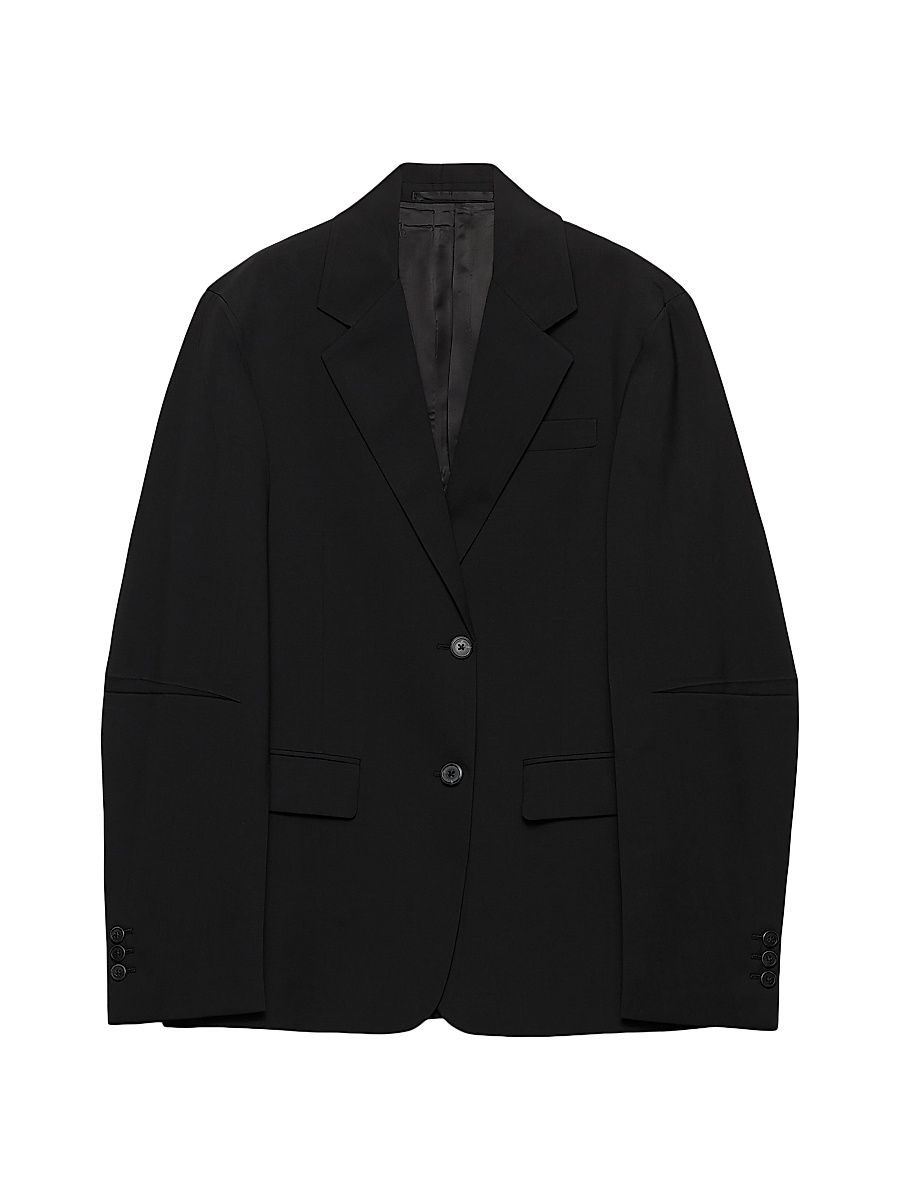 Women's Single-Breasted Jacket in Superfine Wool - Black - Size 8