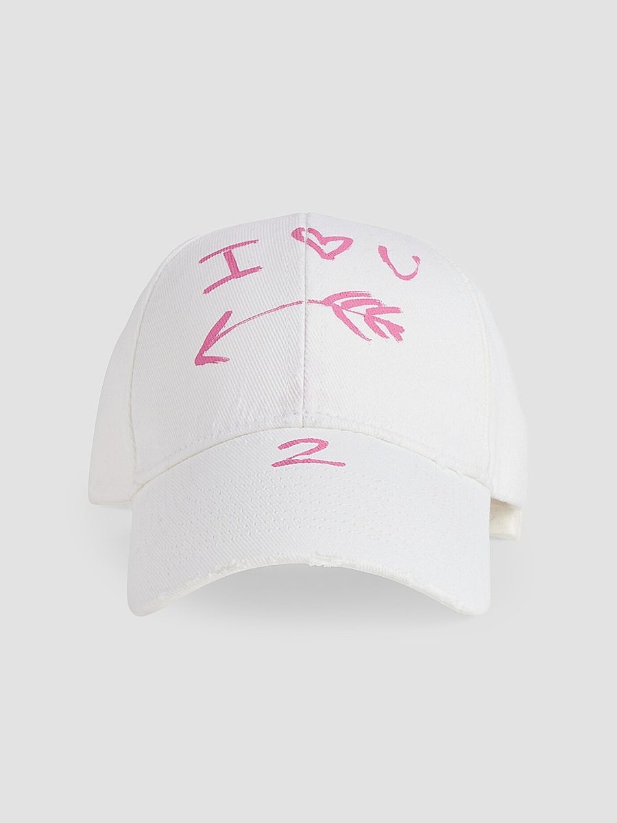 Balenciaga Men's I Love U Baseball Cap - White - Size Medium