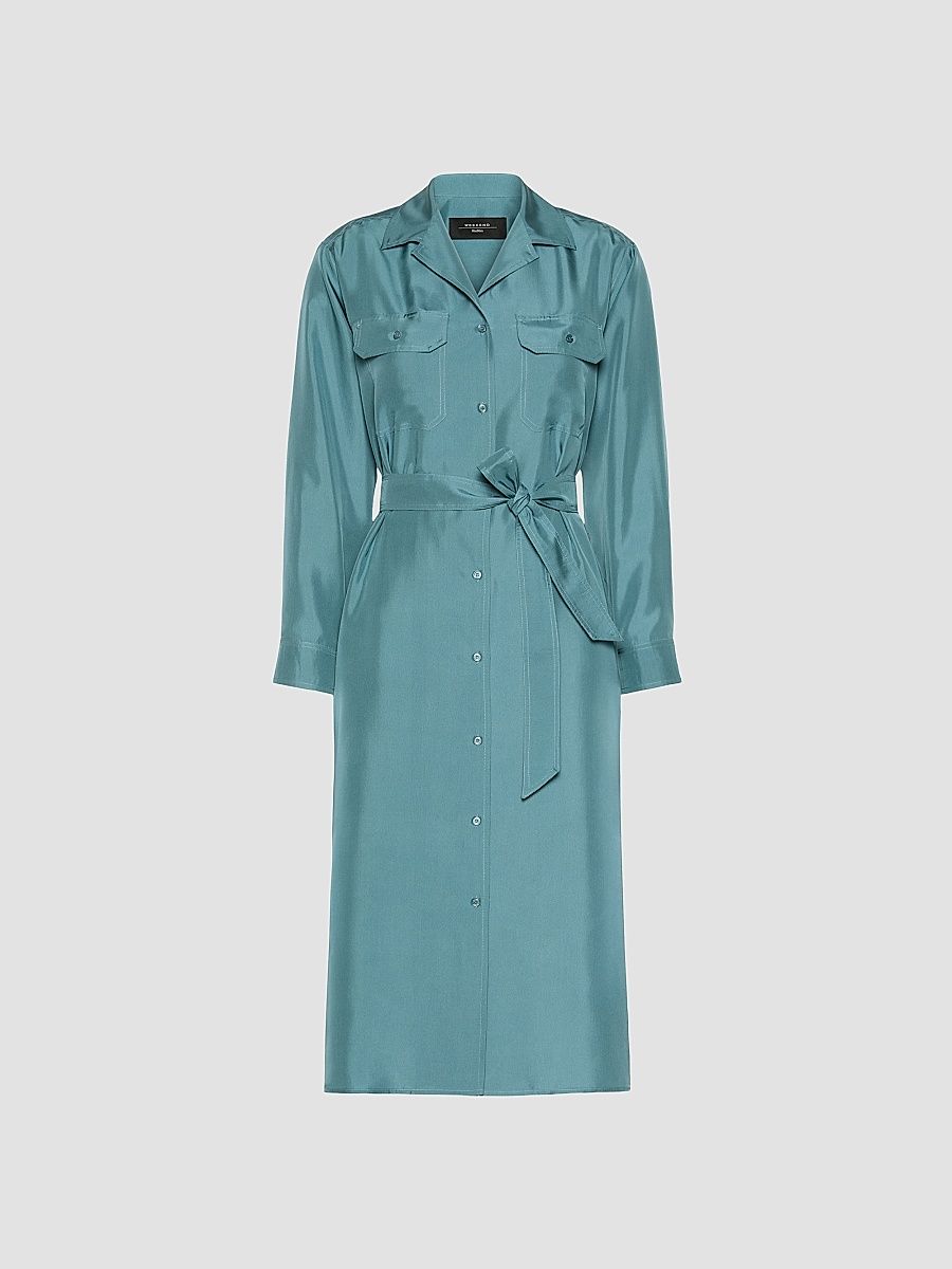 Women's Silk Shirt Dress - Blue - Size 12