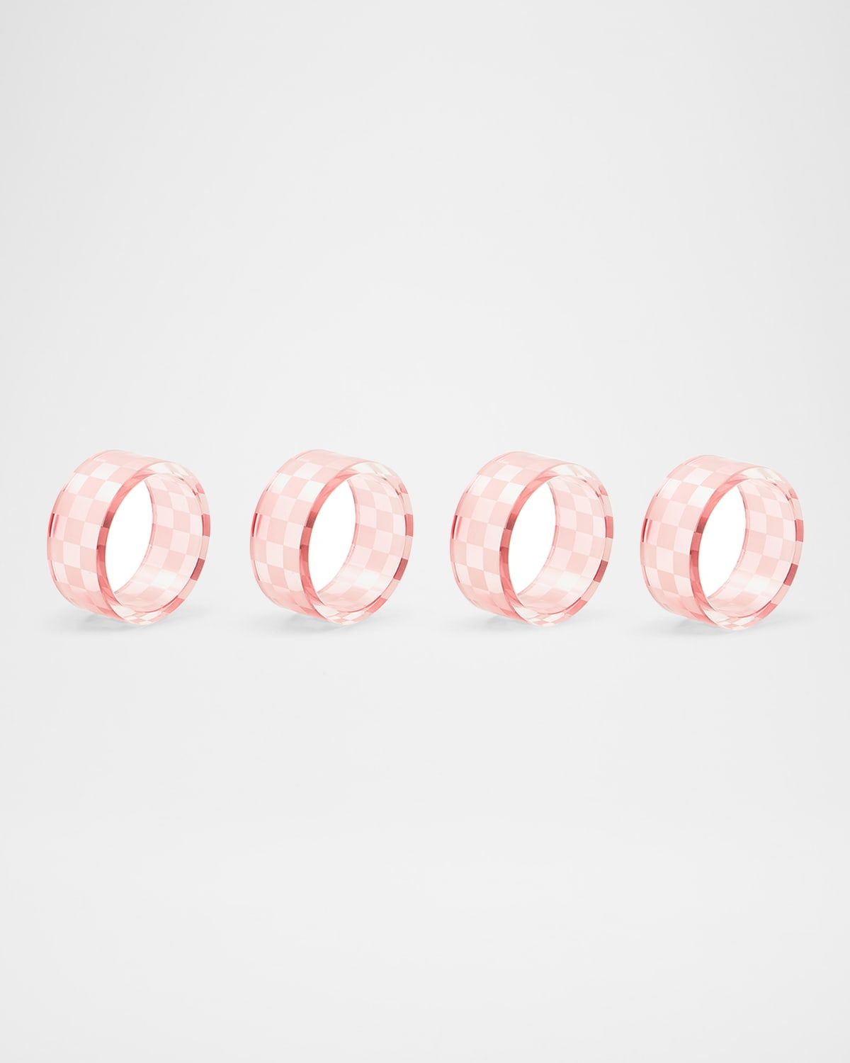 Pink Check Napkin Rings, Set of 4