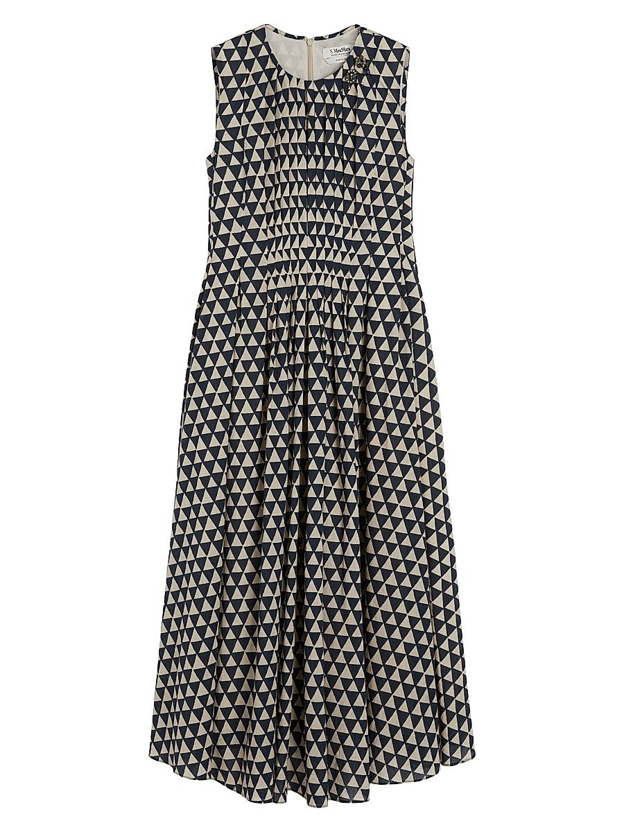 Women's Printed Voile Midi Dress - Ultramarine Triangles - Size 16