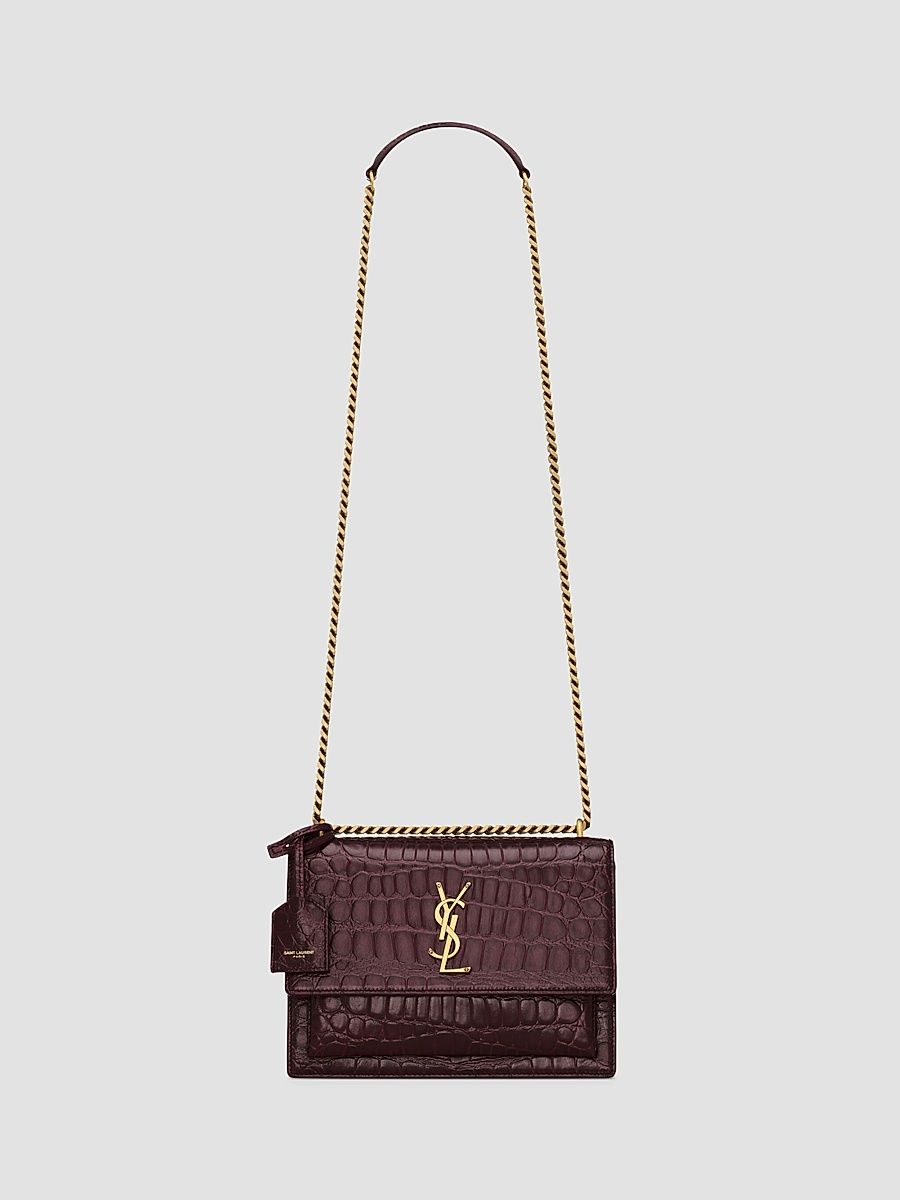 Saint Laurent Women's Sunset Crossbody Bag - Dark Merlot