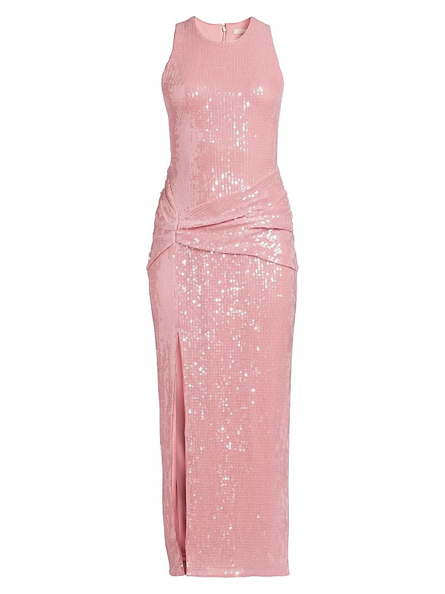 Women's Lumi Sequin Ruched Midi-Dress - Rose - Size XL