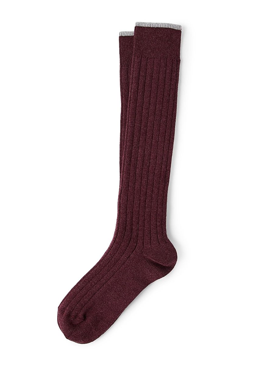 Men's Cashmere Rib Knit Socks - Amaranth Red - Size XXL