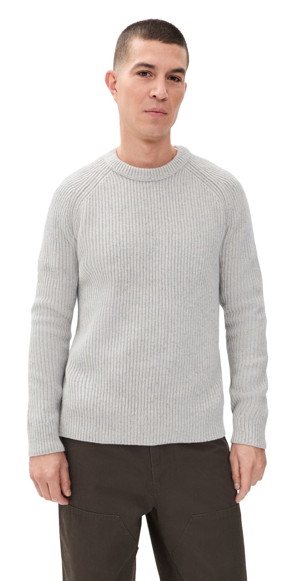 Reigning Champ Merino Wool Kenny Crewneck Sweater Nep Heather Grey XL