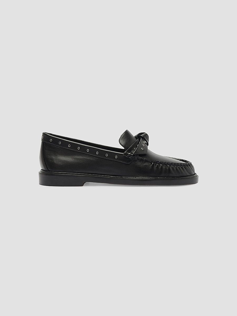 Women's Clarita Mini-Eyelet Leather Loafers - Black - Size 10
