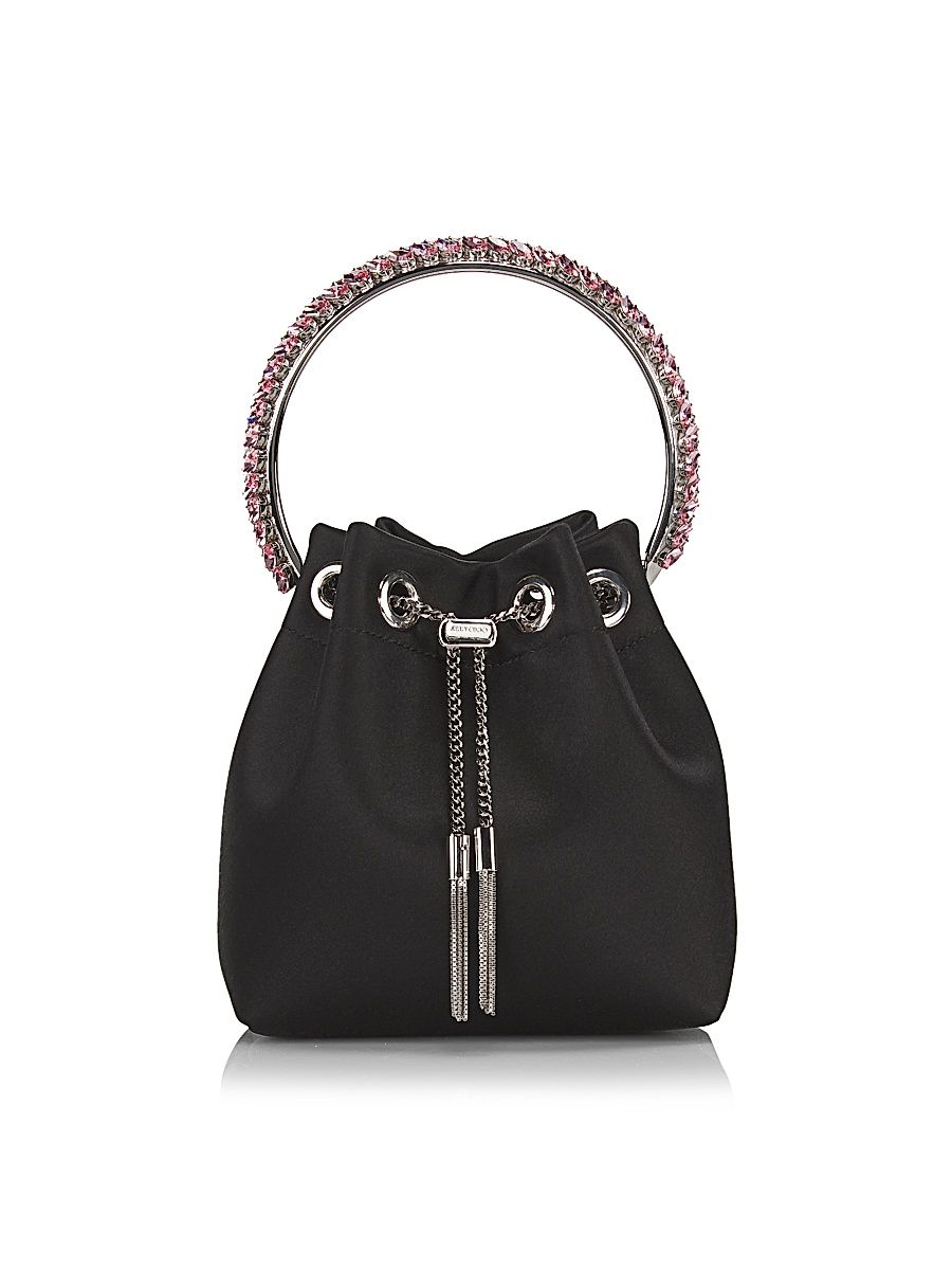 Women's Bon Bon Crystal-Handle Satin Mini Bag - Black Crystal