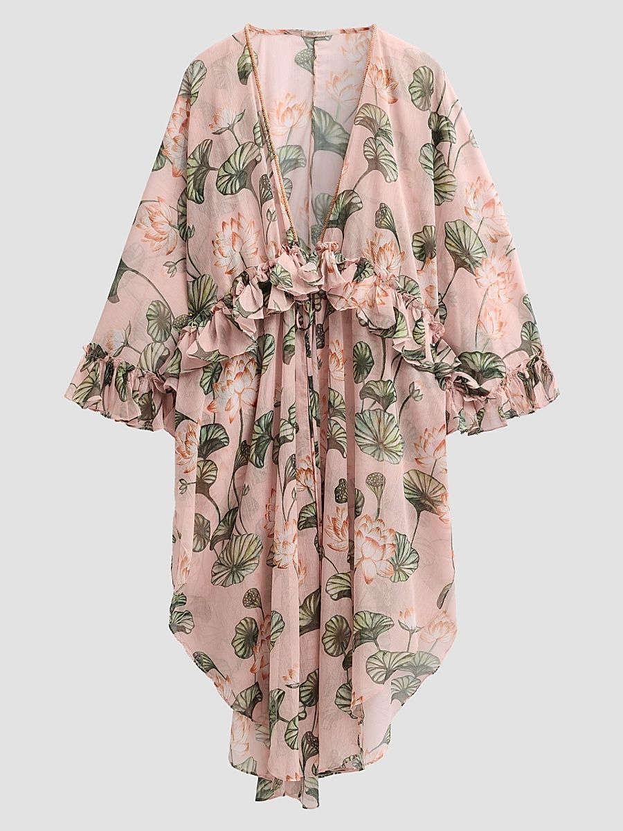 Women's Lotus Ruffle Cover-Up - Light Pink - Size XS