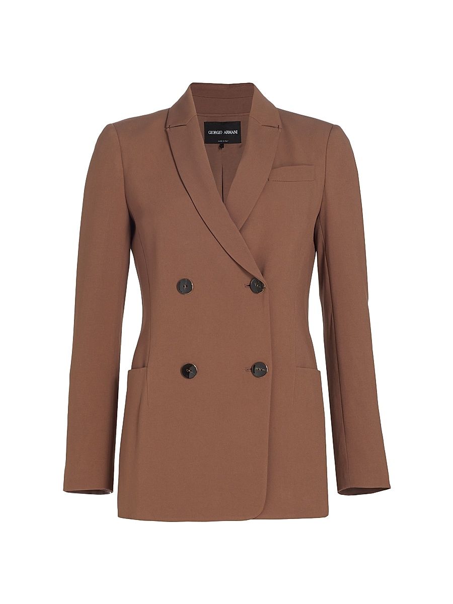 Women's Double-Breasted Cady Jacket - Light Brown - Size 6