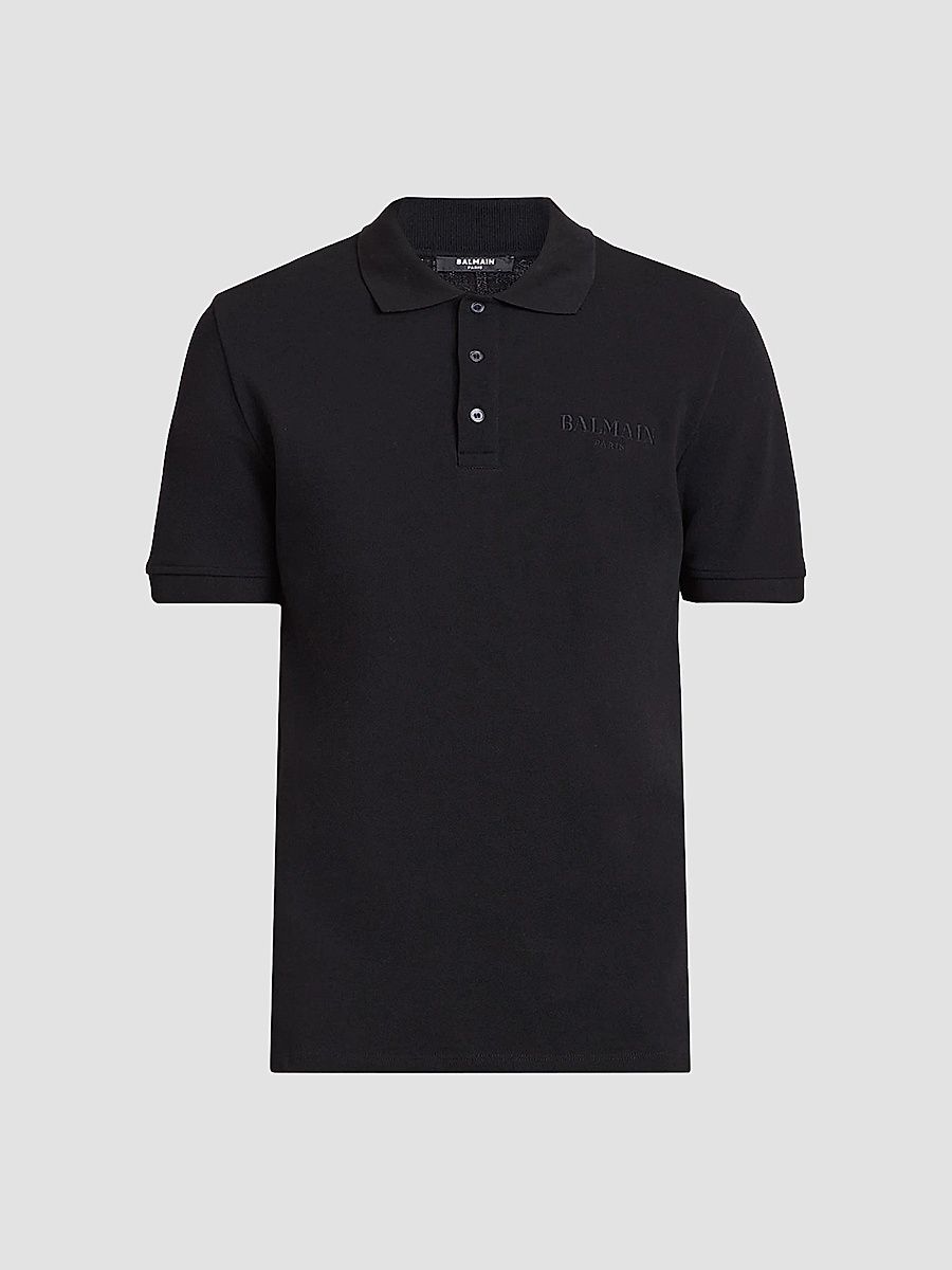 Balmain Men's Logo Cotton Piqué Slim-Fit Polo Shirt - Noir - Size XL