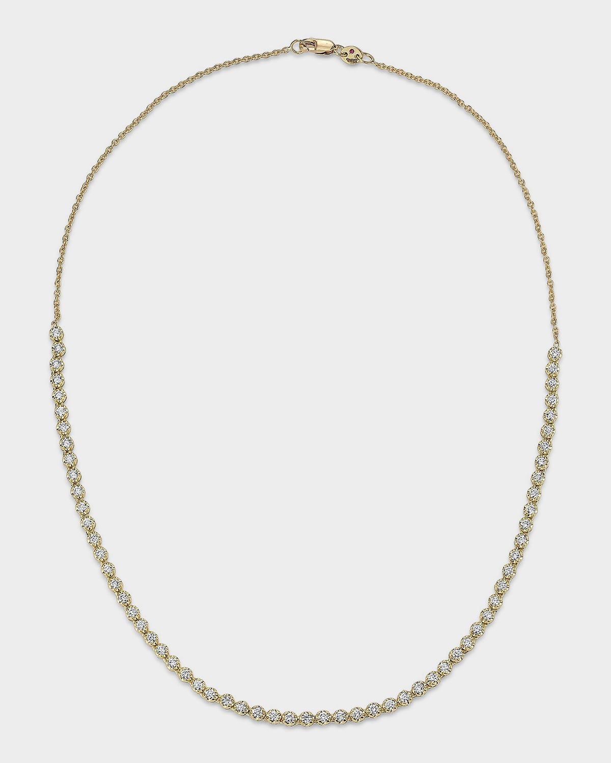 18K Yellow Gold Diamond Tennis Necklace, 2.0tcw