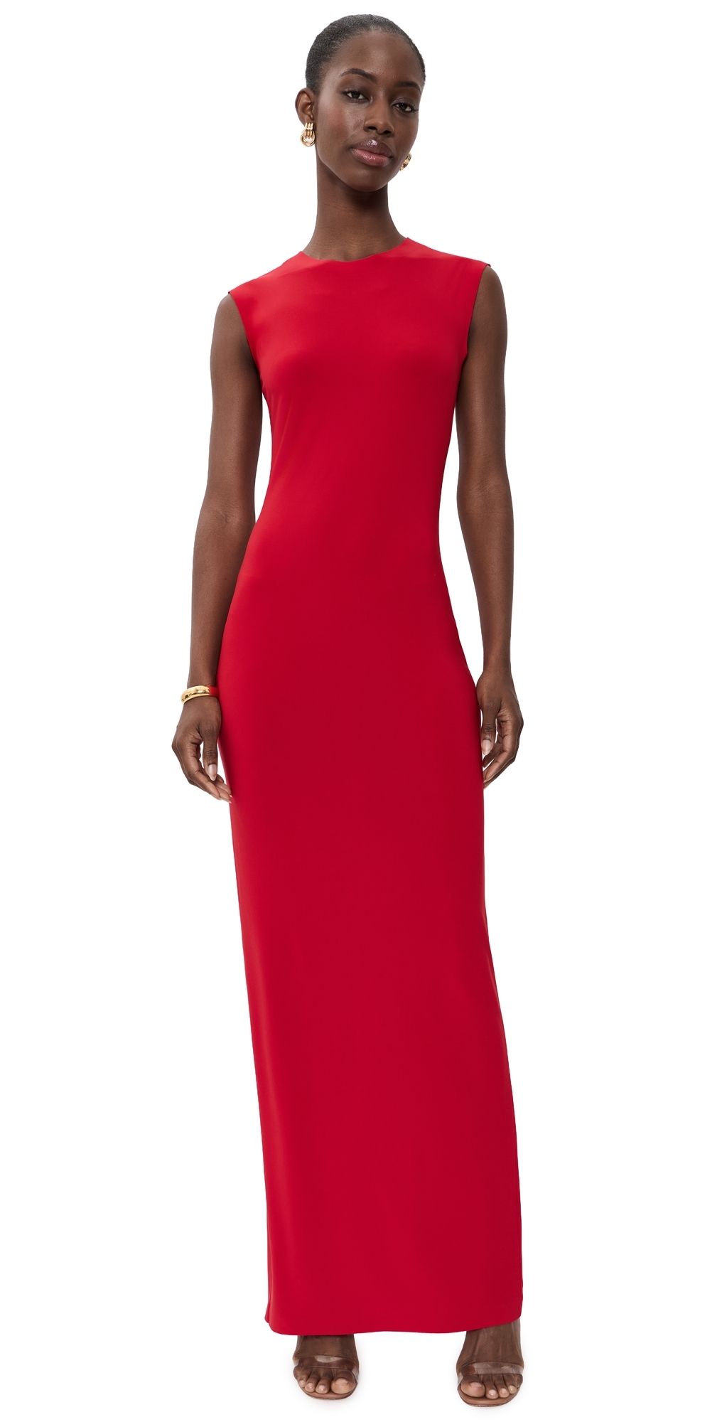 Norma Kamali Sleeveless Maxi Dress Tiger Red L